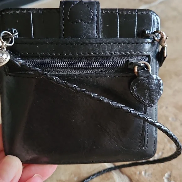 Brighton Black Card Holder Wallet/crossbody with Heart Detail - Picture 2 of 9
